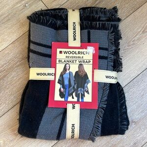 Woolrich One Size Reversible Blanket Wrap Black \ Charcol New Women's Sh…